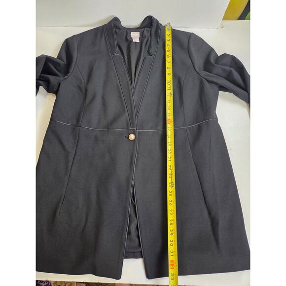 CHICO’S Black Floral Embroidered Ponte Long Jacket Coat Top Size 3 US 16/18 - Picture 6 of 7